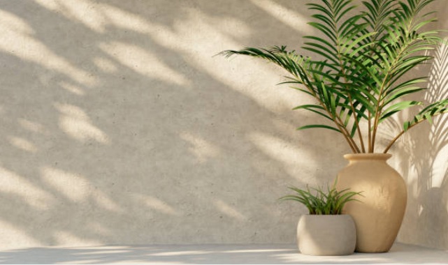 Exterior painting Costa del Sol with smooth stucco wall and Mediterranean sunlight